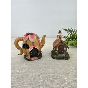 Whimsical Fairy Garden House Teapot Cottage Miniature Resin Decor Cottagecore